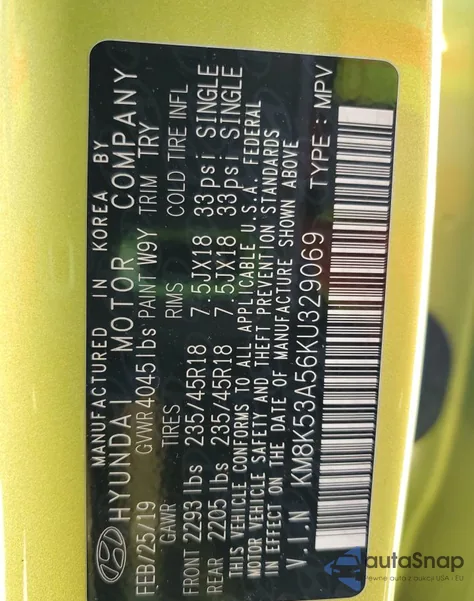 2019 Hyundai Kona Ultimate from USA, damaged, VIN KM8K53A56KU329069